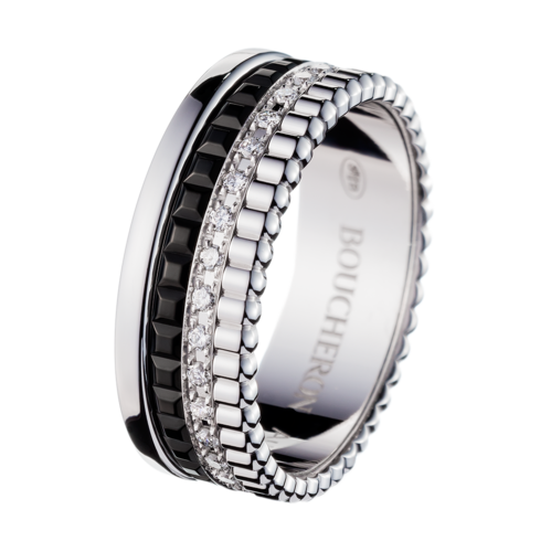 Boucheron Quatre Black Edition Small Ring With Diamonds