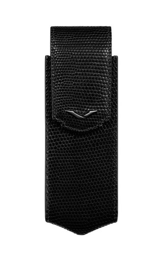 Вертикальный чехол Vertu Signature S из черной кожи ящерицы с черным с PVD-покрытием