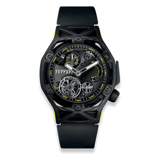 Hublot Techframe Ferrari Tourbillon Chronograph Carbon Yellow 45mm 408.QU.0129.RX