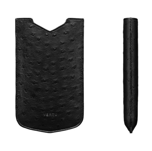 Вертикальный Чехол Vertu Constellation V из страусовой кожи черного цвета