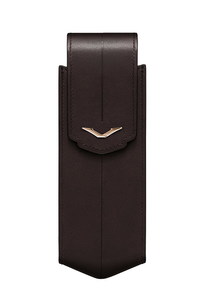 Вертикальный чехол Vertu Signature S из коричневой седельной кожи с отделкой из красного золота