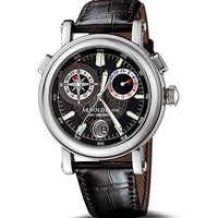 Arnold & Son GMT II Steel Compass Rose (Steel / Black / Leather)
