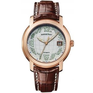 Audemars Piguet Jules Audemars Date (PG / Silver-Arabic / Leather)