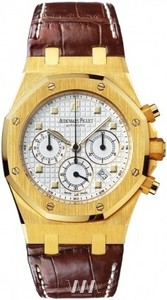 Audemars Piguet Royal Oak Chronograph (YG / White / Leather)