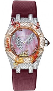 Audemars Piguet Royal Oak Ladies Oak Leaves (WG-Diamonds / Pink MOP / Satin Strap)