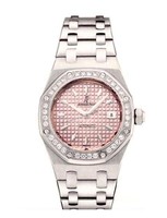 Audemars Piguet Royal Oak Ladies (SS-Diamonds / Pink / Leather)