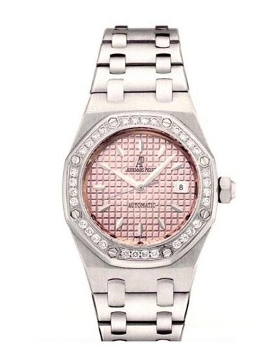 Audemars Piguet Royal Oak Ladies (SS-Diamonds / Pink / Leather)