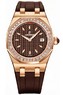 Audemars Piguet Royal Oak Lady (RG-Diamonds / Brown / Rubber Strap) 67621OR.ZZ.D080CA.01