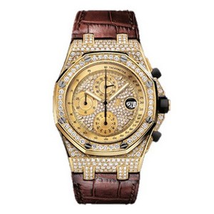 Audemars Piguet Royal Oak Offshore (YG-Diamonds / Diamonds / Leather)