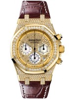 Audemars Piguet Royal Oak Pave Chronograph (YG-Diamonds / Silver / Leather)