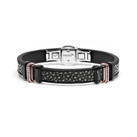 Мужской браслет Leather bracelet in Gold and diamonds Baraka 'Ref: BR23115
