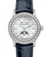 Blancpain Leman Complete Calendar Ladies (SS / MOP / Diamonds / Leather)