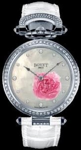 Bovet Fleurier 39 Amadeo Ladies Touch (WG - Diamonds / White MOP / 12 Diamonds / Peony / Leather) AF39010-SD123-LT02