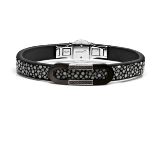 Мужской браслет Leather bracelet and diamonds Baraka BR231132NRGR