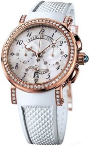 Breguet Marine Chronograph Ladies (RG-Diamonds / White / Rubber) 8828BR/5D/586 DD00