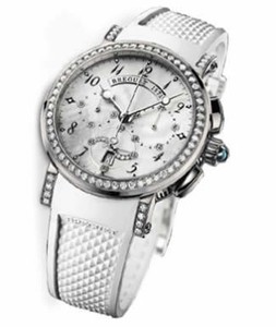 Breguet Marine Chronograph Ladies (WG-Diamonds / MOP / Rubber Strap) 8828BB/5D/586 DD00