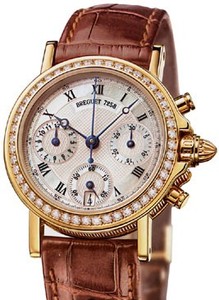 Breguet Marine Chronograph Ladies (YG / Diamonds / Leather) 8491BA/52/964 D000