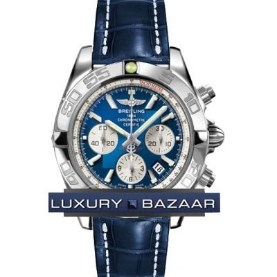 Breitling Chronomat B01 2 (SS / Blue / Croc Leather )