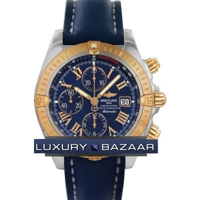 Breitling Chronomat Evolution (SS- RG / Blue / Leather )