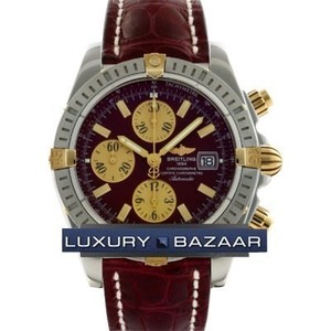 Breitling Chronomat Evolution (SS- YG / Burgundy / Croc Leather )