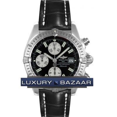 Breitling Chronomat Evolution (SS / Black / Croc Leather )