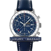 Breitling Navitimer World a2432212 / c651-3LT (SS / Blue / Leather)