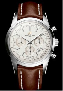 Breitling Transocean Chronograph Limited (SS / White / Leather Strap)