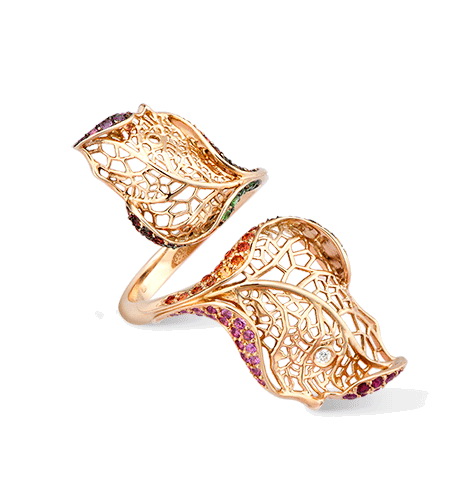 Кольцо Carrera y Carrera Hoja Pave Double Ring DA14456 139925