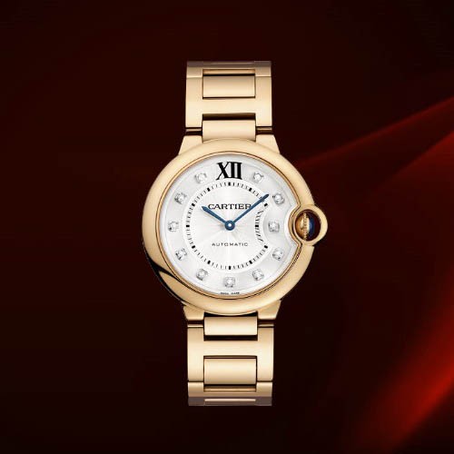 Cartier Ballon Bleu Medium (PG / Silver-Diamonds / PG Bracelet)