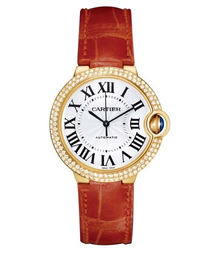 Cartier Ballon Bleu Medium (YG- Diamonds / Silver/ Leather)
