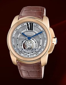 Cartier Calibre De Cartier Flying Tourbillon (RG/ Silver/ Leather)