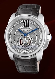 Cartier Calibre De Cartier Flying Tourbillon (WG/ Silver/ Leather)