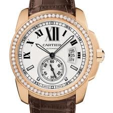 Cartier Calibre De Cartier (RG- Diamonds/ Silver /Leather)