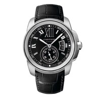 Cartier Calibre De Cartier (SS / Black / Leather Strap)