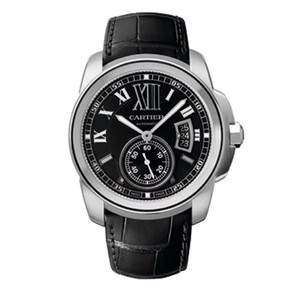 Cartier Calibre De Cartier (SS / Black / Leather Strap)