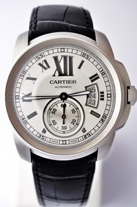 Cartier Calibre De Cartier (SS / Silver / Leather Strap)