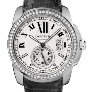 Cartier Calibre De Cartier (WG- Diamonds/ Silver /Leather)