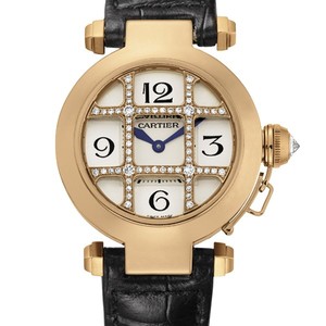 Cartier Pasha 32mm (RG - Diamonds/ Silver /Croc Leather)