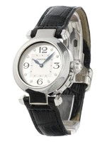 Cartier Pasha Small 1 (WG/ Silver- Diamonds / Leather)