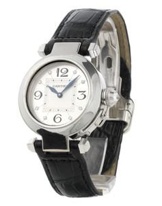 Cartier Pasha Small 1 (WG/ Silver- Diamonds / Leather)