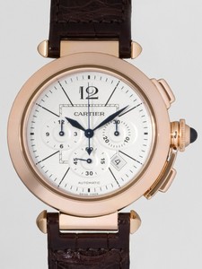 Cartier Pasha Chronograph Extra Large (RG/ Silver/ Leather)