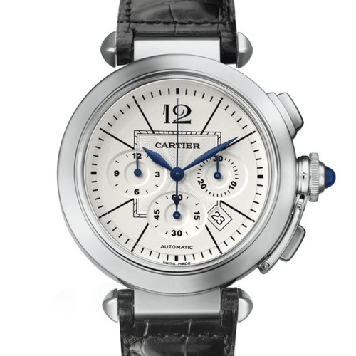 Cartier Pasha Extra Large Chronograph (SS/ Silver/ Leather)
