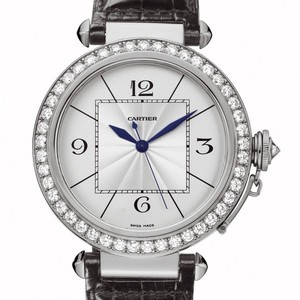 Cartier Pasha Extra Large (WG- Diamonds / Silver / Leather)