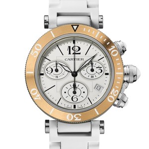 Cartier Pasha Seatimer Chronograph Medium (RG- SS/ Silver /Rubber)