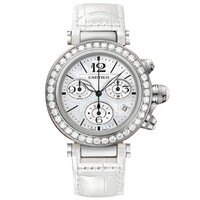 Cartier Pasha Seatimer Medium (WG- Diamonds / MOP / Leather)