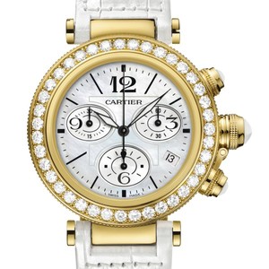 Cartier Pasha Seatimer Medium (YG- Diamonds / MOP / Leather)