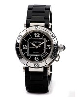 Cartier Pasha Seatimer (SS / Black / Rubber)