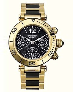 Cartier Pasha Seatimer (YG / Black / YG-Rubber Bracelet)
