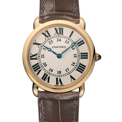 Cartier Ronde Louis Large (RG / Silver / Leather)