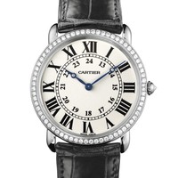 Cartier Ronde Louis Large (WG- Diamonds / Silver / Leather)
